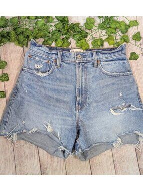 Abercrombie & Fitch Women's HIGH RISE 4" Distressed Shorts Size 27/4  READ